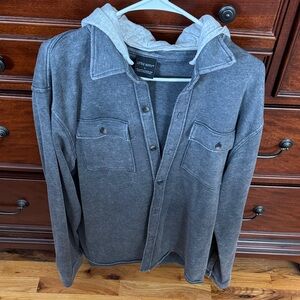 Little Bipsy Gray Button-Up Hoodie Top